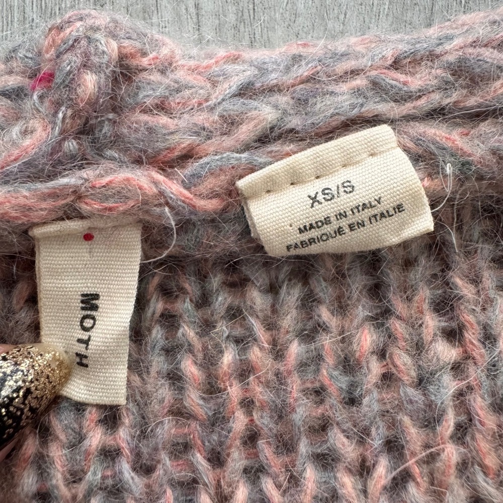 Moth Anthropologie Sweater Vest XS/S Multicolor Stripe Open Front Knit Italy - Picture 4 of 6